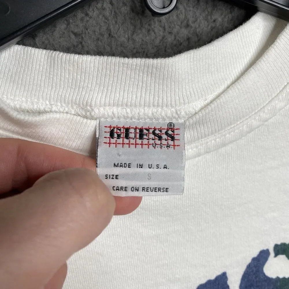 GUESS JEANS USA T-Shirt White Long Sleeve Womens Small Classic Spellout Logo - Picture 5 of 16